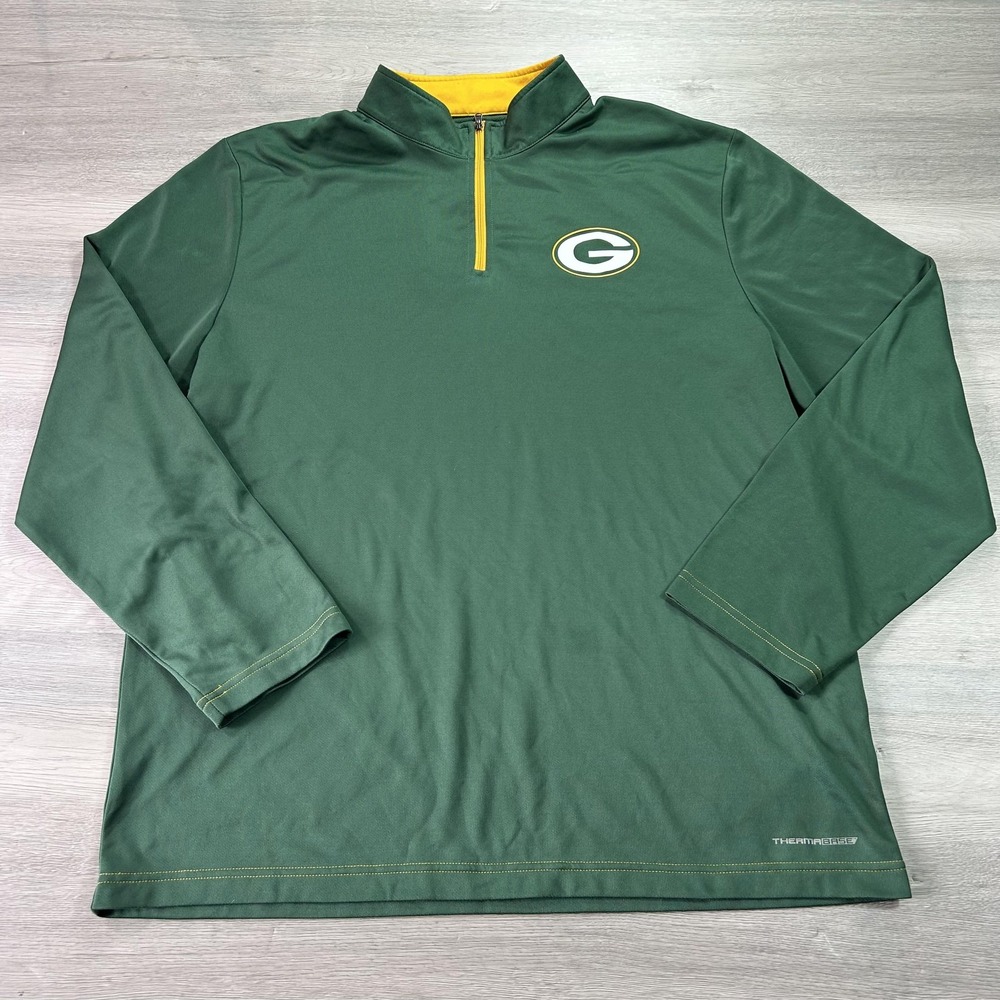Green Bay Packers Pullover‎ Mens XL Green NFL Football 1/4 Zip Shirt Majestic